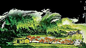  手绘古风插画背景图片 