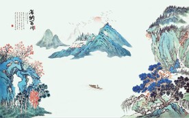 新中式水墨山水国画电视背景墙