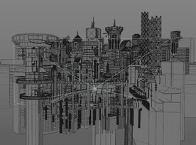 C4D模型科幻结构城市场景
