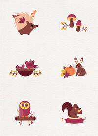 扁平化秋季植物动物