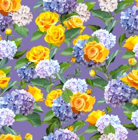 数码印花玫瑰花绣球花抽象花卉
