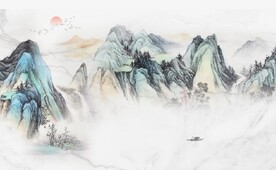 大理石爵士白山水国画电视背景墙