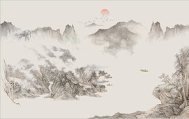 中式水墨山水国画电视背景墙