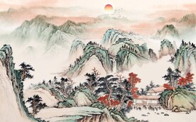 中式水墨山水国画电视背景墙