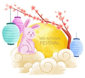 中秋玉兔元素 