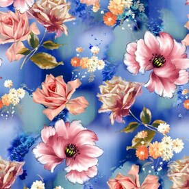 数码印花玫瑰花绣球花抽象花卉