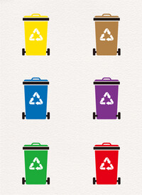 扁平化 彩色垃圾桶