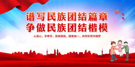 大气民族团结一家亲展板