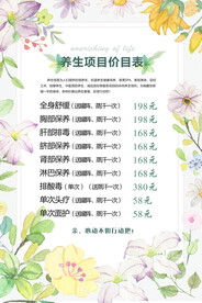 养生项目价格表