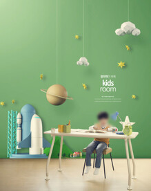 儿童房间室内装饰场景摄影背景 