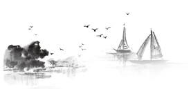   手绘古风插画背景图片