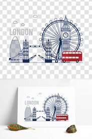 伦敦标志建筑物剪影