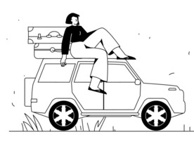 黑白插图矢量线稿ppt背景元素