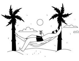 黑白插图矢量线稿ppt背景元素