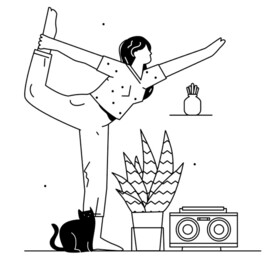 黑白插图矢量线稿ppt背景元素