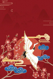手绘国潮风背景中式海报