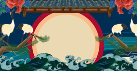 手绘国潮风展板背景