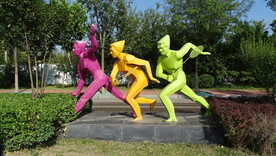 羽毛球运动雕塑