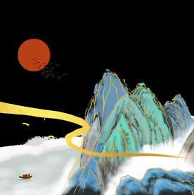   手绘古风插画背景图片 