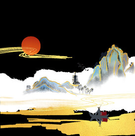 手绘古风插画背景图片 