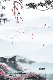 手绘古风插画背景图片 