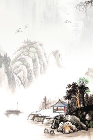 手绘古风插画背景图片 