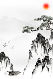    手绘古风插画背景图片 