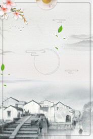   手绘古风插画背景图片 