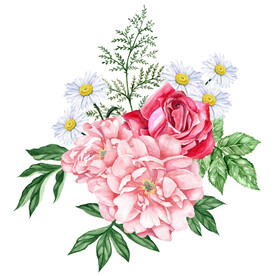 数码印花水彩花抽象花卉水彩花