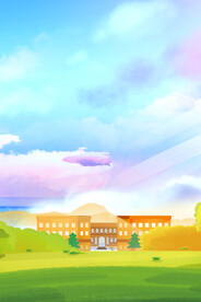 卡通手绘校园学校背景