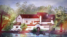 中国风中式古典国潮手绘风景古建