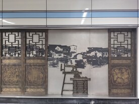 上海地铁古韵壁画镂空铜制复古门