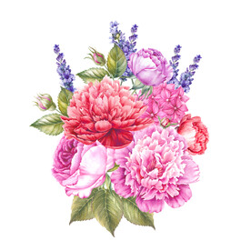 数码印花水彩花抽象花卉水彩花