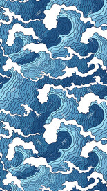 蓝色手绘海浪背景纹理