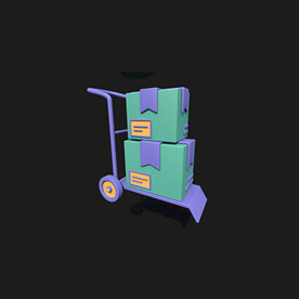 C4D模型快递小推车