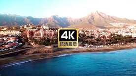 航拍海岛建筑群景色