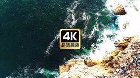 航拍热带海岛浪花