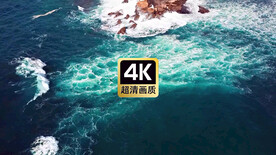 航拍海浪冲击海岛美景