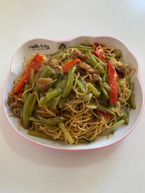四季豆凉面炒肉