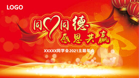 红色喜庆企业年会同学会主题年会