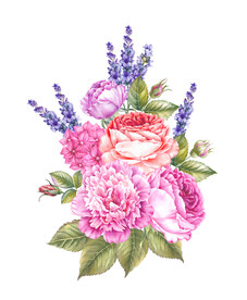数码印花水彩花抽象花卉水彩花