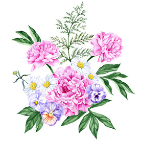 数码印花水彩花抽象花卉水彩花