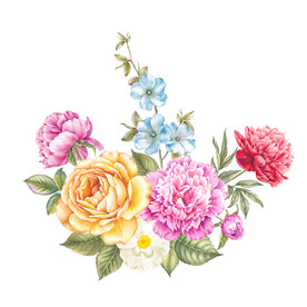 数码印花水彩花抽象花卉水彩花
