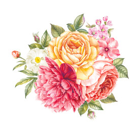 数码印花水彩花抽象花卉水彩花