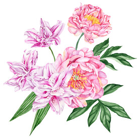 数码印花水彩花抽象花卉水彩花