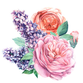 数码印花水彩花抽象花卉水彩花