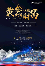 地产黄金地段商铺促销海报