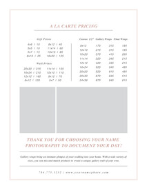 婚纱摄影写真价格单价目单