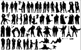 人物矢量图 黑白剪影