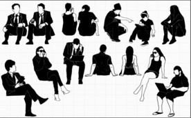 人们剪影 购物剪影 人物矢量图